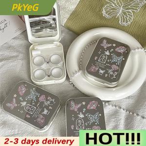 PkYeG Two Pack Contact Lens Case For Girls Portable Mini Contact Lens Box Contact Lens Container Soak Storage Kit