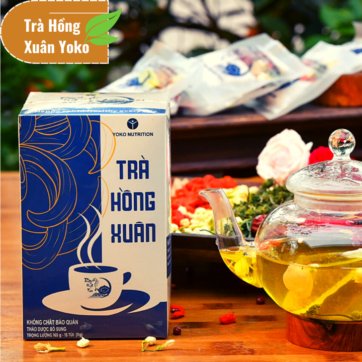 Trà Hồng Xuân YOKO trà thảo mộc giúp trẻ hóa làn da tăng cường tiết tố ...