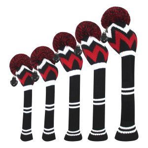 Scott Edward Golf Headcover 5pcs Wood Club Covers For Driver Cover Fairway and Hybrid with Lovely Knit PomPom