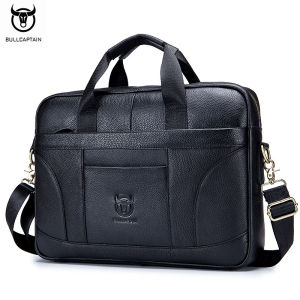 BULLCAPTAIN leather shoulder messenger large capacity fashion mens bag first layer cowhide multifunctional portable business briefcase