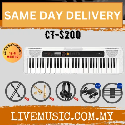 Casio CTS200 61-Keys Casiotone Keyboard with Keyboard Stand Damper pedal Headphone And Bag - White ( CT-S200 / CT S200 )
