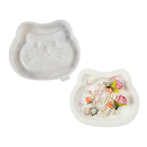 Storage Tray Decoration Mould Silicone White Cats Shaped Easy Release for Pet Lover Holder Gypsum Mould