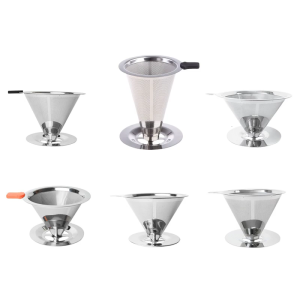 Stainless Steel Reusable Coffee Pour Over Coffee Dripper Mesh Coffee Tea Basket Coffee Cup Style