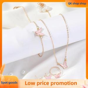 ✨QK shop✨ 5PCS Fashion Butterfly Pendants Necklace Earrings Ring Bracelet Sets For Women Jewelry Set Bridal Wedding Jewelry Gift