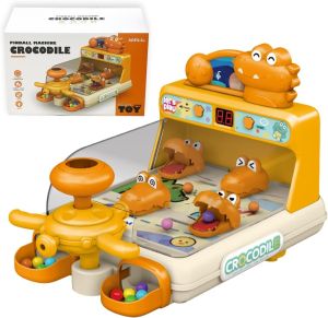 OSSDE Automatic Crocodile Pinball Machine for Kids Arcade Tabletop Games Educational Electronic Toys