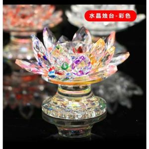 Lotus Flower Quartz Crystal Lotus Multicolor Tall Feet Lotus Candlestick Holder Purity Tall Feet Lotus Figurines Decor G