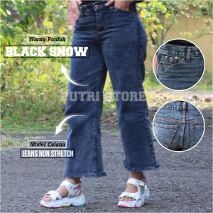 Highwaish Celana Jeans Kulot Rawis Snow Premium