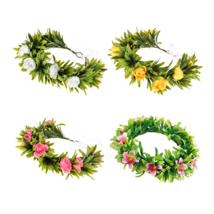 ผ้าพวงหรีดขนดอกไม้18ซม. แบบปรับได้สีชมพูขาวเหลืองแดงเพื่อปรับปรุงสไตล์