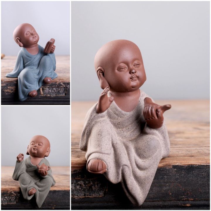 Tượng chú tiểu uống trà, chơi chim, ngồi đọc sách, tượng gốm tử sa ...