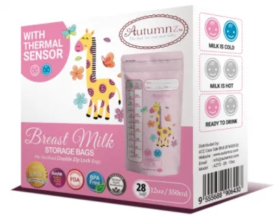 Original Autumnz Breastmilk Bag Autumnz Storage Bag 28pcs (3.5oz/5oz/7oz/10oz/12oz) / Thermal Sensor New + GIFTa