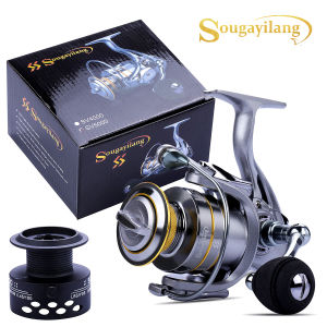 Sougayilang 13+1BB Spinning Fishing Reel High Speed 5.1:1/5.5:1 Gear Ratio Metal Aluminum Spool Spinning Reel Max Drag 5-12kg with Free Spare Spool for Travel