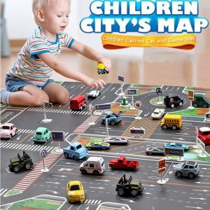 TESDFD Educational Toy Kids Games Children Gift Baby Play Mat Car Climbing Mats Traffic Car Map Climbing Mats Toys DIY Traffic Road Signs City Parking Lot Roadmap Road Carpet Playmat