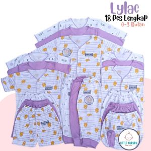 Baju Bayi Newborn 0-3 Bulan 18 PCS Paket Baju & Celana Bayi Lilac Series