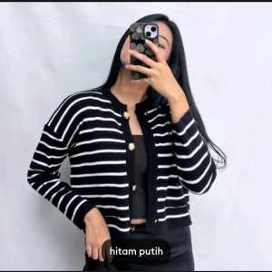 Lalisa Cardigan knit Outer Cardy Strip Rajut Premium