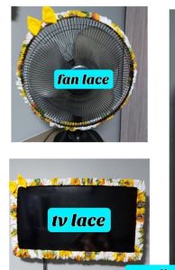 YELLOW TV SIDE COVER LACE|FAN LACE|MIRROR lace pair/terno