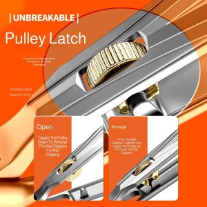 🔧Stainless Steel Bent Head Nail Clipper Large Opening Nail Cutter Anti-Splash Nail Clipper Pulley Switch Powder Die-Cast Nail Clip Precision Nail Trimmer Strong And Easy To Use