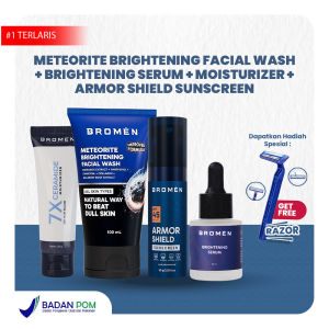 BROMEN PAKET LENGKAP Mencerahkan Wajah Kusam (Brightening Facial Wash + Brightening Serum + Moisturizer + Sunscreen)