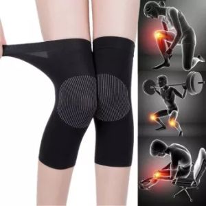 CCW Knee Support Sleeve Compression Brace - Joint Pain Relief, Arthritis Care - 1 Pair, 25cm - Nylon Material, Black/Skin Tone, Thinning Design