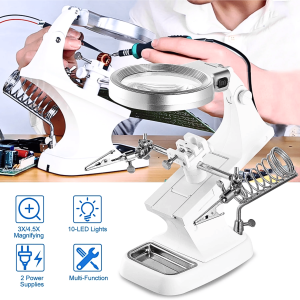 COD KIRIM CEPAT Pegangan Solder Iron Helping Hand LED with dan dudukan Kaca Pembesar Solder Magnifier 3X/4.5X TH 7023