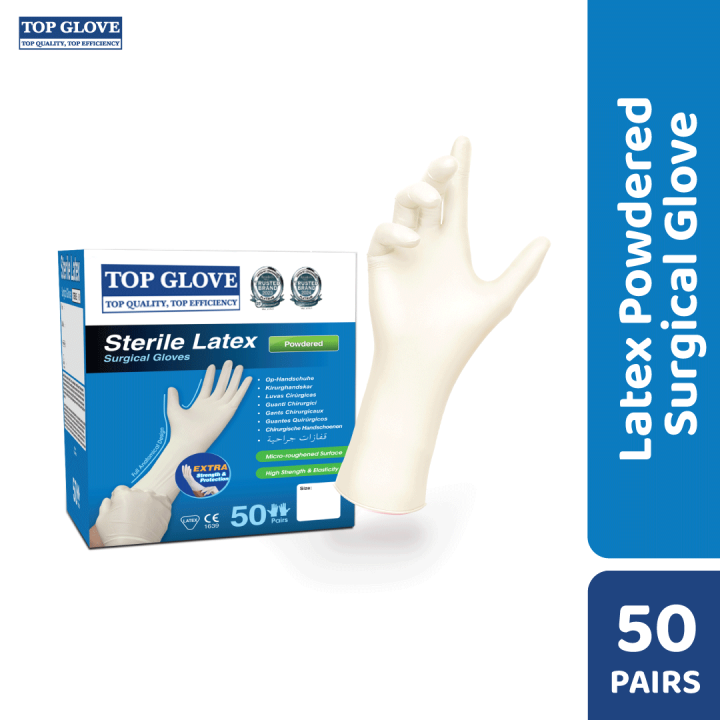 Top Glove Sterile Latex Powdered Surgical Glove|50 Pairs Per Box
