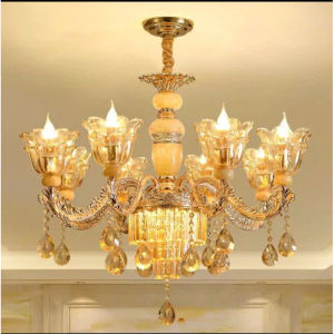 Đèn Chùm Treo Trần Pha Lê Lớn Cao Cấp Chao Đá 15 Tay Trang Trí Phòng Khách Tặng Kèm Bóng Led - Bảo Hành 10 Năm