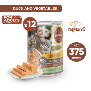 PetMarra Natural Meat Loaf Adult Dog Wet Food Can Duck and Vegetables Flavor 375g BUNDLE OF 12 meatloaf dogs pets