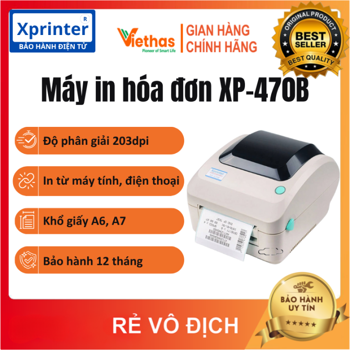 MÁY IN NHIỆT MÃ VẠCH XPRINTER XP-470B XP490B XP460B - Tặng kèm phần mềm in mã vạch miễn phí, Hỗ trợ kỹ thuật cài đặt ONLINE, hướng dẫn sử dụng chi tiết miễn phí
