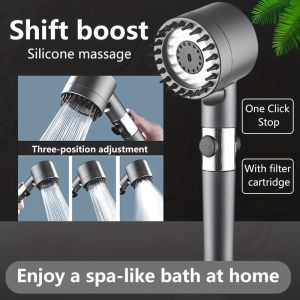 Welans High Pressure Shower Head 3 Modes Adjustable Water Saving Shower One-Key Stop Water Massage Shower Head with Filter Element