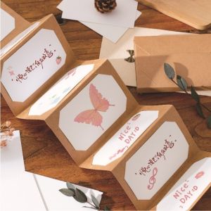 NOBLEE ra Sách dạng đàn xếp Giấy Kraft Trống Thẻ xếp accordion Di động Tự làm thủ công Sổ tay ghi nhớ có thể gấp gọn. Ngày lễ tình nhân.