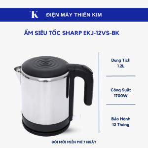 Ấm siêu tốc Sharp EKJ-12VS-BK - 1.2L 1700W - Bảo Hành 12 Tháng Toàn Quốc - ấm đun nước siêu tốc