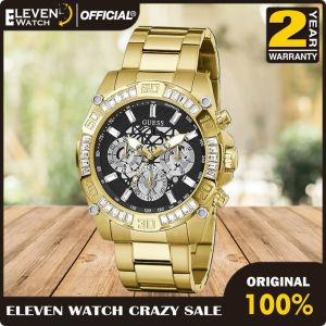 [Promo] Jam Tangan Pria Guess GW0390G2 Trophy Open Heart Black Dial Gold Stainless Steel Strap Original Garansi 2 Tahun [✔COD][100% Authentic]