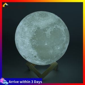 【Fast Shipping】 Decorative 3D Moon Night Light with USB Charging Touch Sensor and Color Shift for Living Room or Bedroom