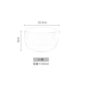 350ml Transparent Glass Bowl with Drainage Spout Heat-resistant for Salad Dessert
