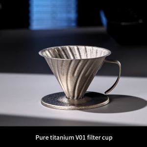 BINCOO Pure Titanium Coffee Dripper Set Coffee Filter Cup Hand Brewing Kettle Portable Coffee Kettle Long Spout Narrow Mouth Kettle Coffee Pour-Over Brewing Set 350ML/600ML