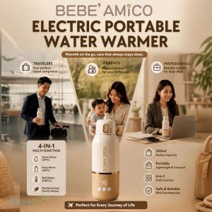 Bebe Amico Portable Electric Water Warmer 4-in-1 350ml | 45°C Keep Warm | Travel Friendly | BPA-Free
