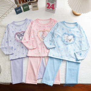 👶ชุดนอนเด็กชุดเด็กผู้หญิง ฤดูใบไม้ผลิฤดูร้อนแขนยาว Childrens pajamas【Hippobaby】