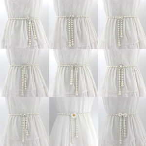 🔥🔥🔥adae Ngọt ngào Bowknot DRESS ngọc trai eo chuỗi Rhinestone thắt lưng cho phụ nữ ngọc trai vành đai eo chuỗi vành đai cô gái cô dâu ăn mặc phụ kiện đám cưới