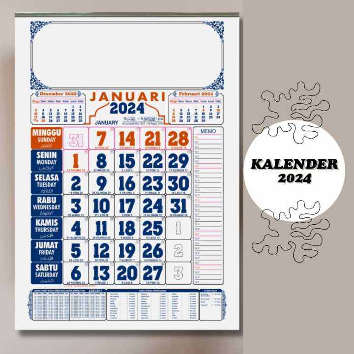 AZ KALENDER DINDING 2024 LENGKAP MASEHI DAN JAWA | Lazada Indonesia