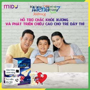 Tăng chiều cao cho trẻ dậy thì Midu MenaQ7 360 bcalivinghcm chắc khỏe xương và phát triển chiều cao cho trẻ dậy thì với Trucal và Vitamin K2 hàm lượng cao
