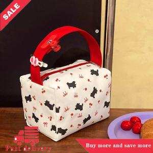 [COD] Dễ thương mèo đen Cherry Bow in cầm tay Túi mỹ phẩm công suất cao du lịch xách tay tạp hóa lưu trữ túi thời trang trang điểm Túi Quà Tặng