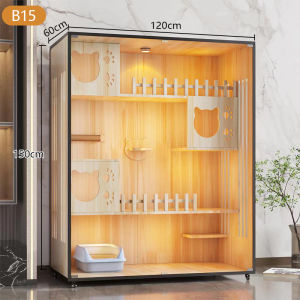 cat villa house Waterproof Premium Wood Tempered Glass Super Large Household Cat House Wooden Cat Cage Sangkar Kucing Kayu猫别墅