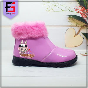 Sepatu Boots LABUBU Anak Perempuan Resleting / Sepatu Boots Bulu Anak Balita Cewek Motif Labubu Cute