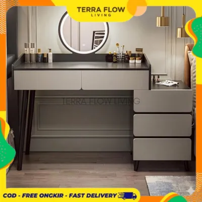 Meja Rias Elegan Minimalis LED Besar / Meja Rias Besar / Rak Rias / Meja Kosmetik / Dressing Table Homedoki