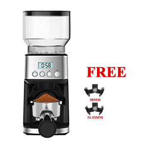 Gemilai Coffee Bean Grinder Conical Burr Mill Coffee Bean Grinder 51 Precise Grinding Setting Timer Cup Selection Fully Automatic Electric Digital LCD Panel AntiStatic One Touch Operation for Espresso/Drip/Pour Over/Cold Brew/French Press Fit 51-53mm 58mm
