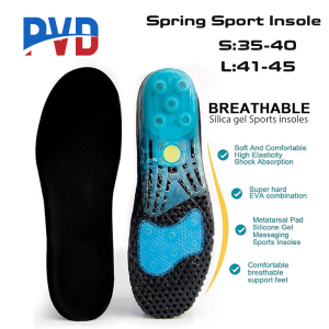 PVD 1Pair Spring Insole Sport Shock Absorption Soft Insoles Breathable Elastic Insert Running Shoes Pad