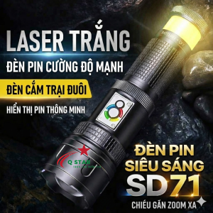 Đèn Pin Cầm Tay Zoom Siêu Sáng SD 71 Thiết Kế Nhựa ABS Có Sáng COB Tích Hợp Sạc Type-C Tiện Lợi