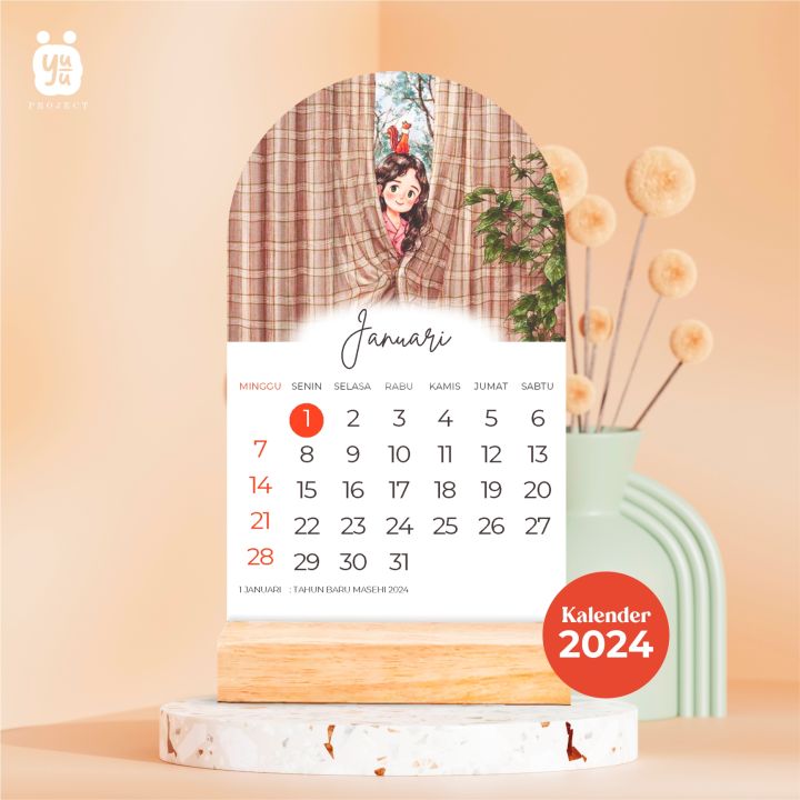 Kalender 2024 Aesthetic  Curly Girl  Lazada Indonesia