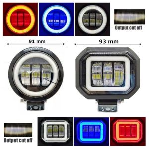 Lampu Tembak Sorot LED K30 3 Mata 30 Watt Bulat Kotak CWL Mobil Motor 4D Angel Eye Worklight