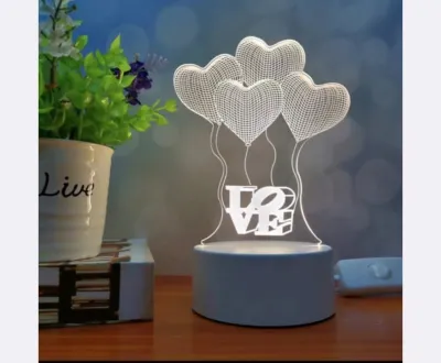 LAMPU HIAS LED 3D LAMPU TIDUR HIAS DIMENSI 3 WARNA PUTIH KUNING WARM TINGGAL COLOK