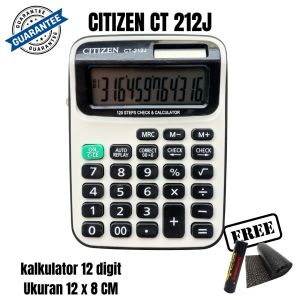 Kalkulator CT 212 J Ukuran Sedang 12cm x 8cm 12 Digit 120 Step Replay Check and Correct Dual Power